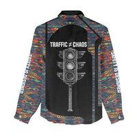 Garrett Morgan Women Casual Shirt with Full Body Portrait, Stop Wait Go Quote, Traffic Light Design - Wonder Print Shop