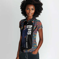 Garrett Morgan Women Polo Shirt with Full Body Portrait, Stop Wait Go Quote, Traffic Light Design - Wonder Print Shop