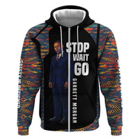 Garrett Morgan Zip Hoodie with Full Body Portrait, Stop Wait Go Quote, Traffic Light Design - Wonder Print Shop