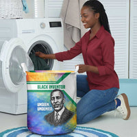 Garrett Morgan Laundry Basket with Real Impact Quote, Black Inventor Portrait and Vibrant Watercolor - Wonder Print Shop