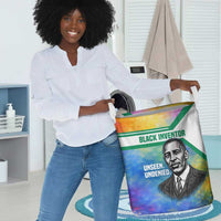 Garrett Morgan Laundry Basket with Real Impact Quote, Black Inventor Portrait and Vibrant Watercolor - Wonder Print Shop