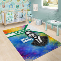 Garrett Morgan Area Rug with Real Impact Quote, Black Inventor Portrait and Vibrant Watercolor - Wonder Print Shop