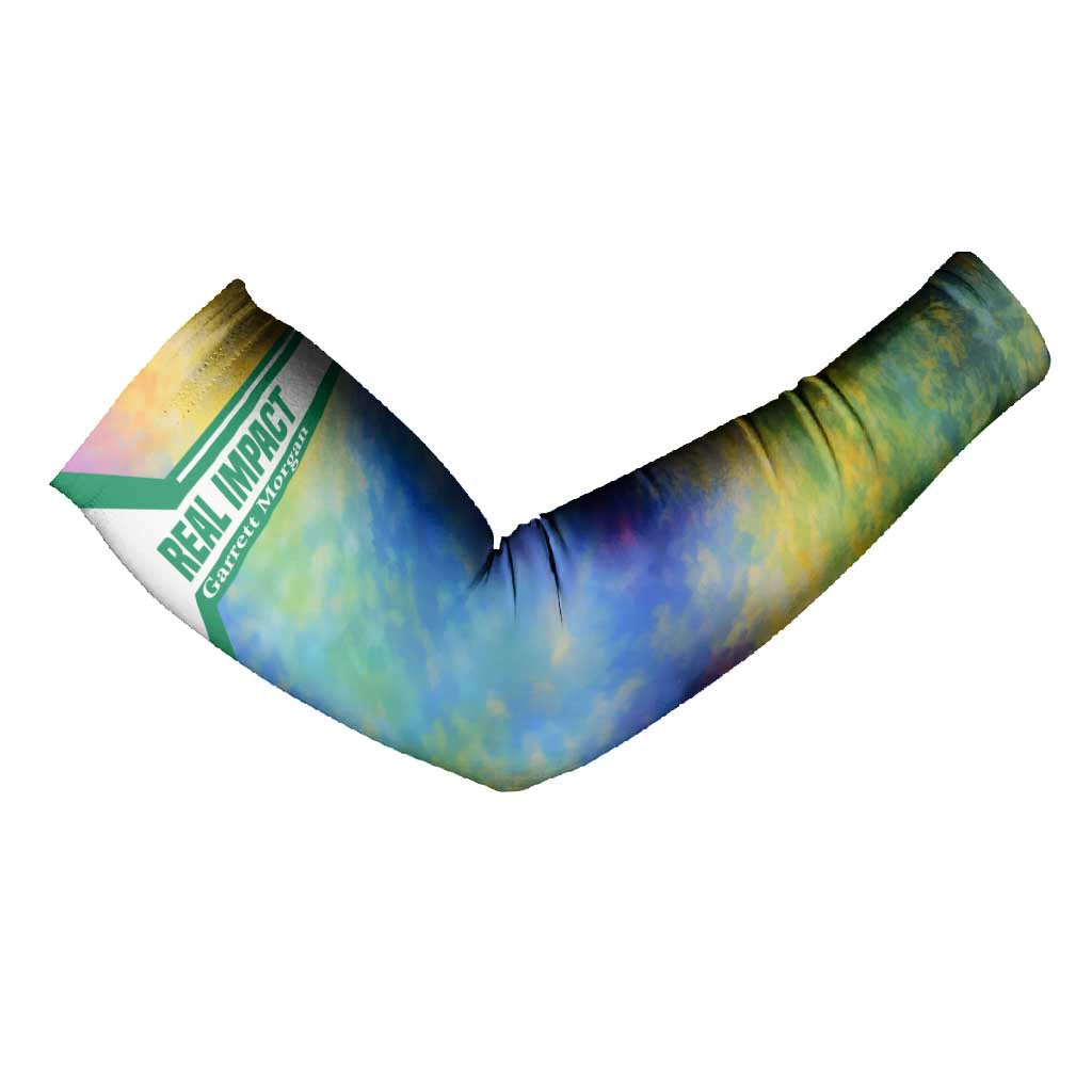 Garrett Morgan Arm Sleeves with Real Impact Quote, Black Inventor Portrait and Vibrant Watercolor - Wonder Print Shop
