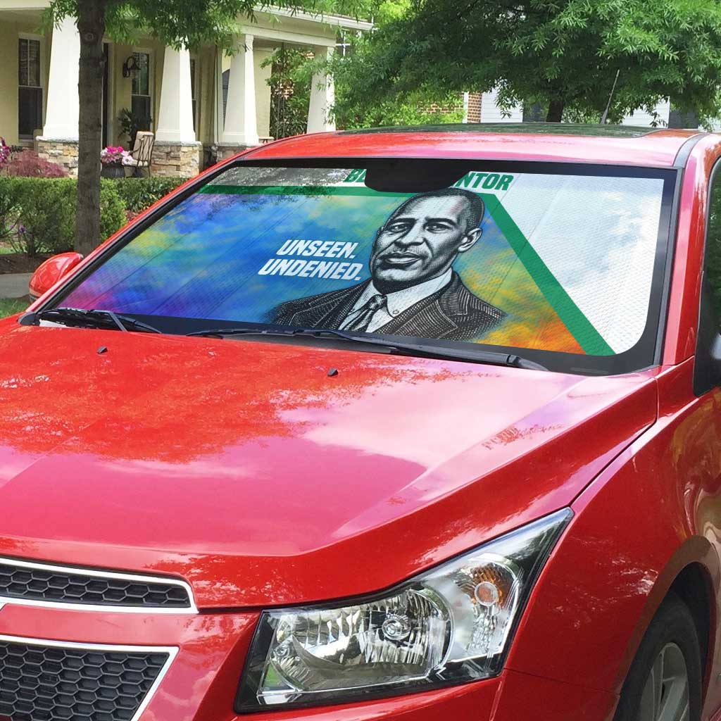 Garrett Morgan Auto Sun Shade with Real Impact Quote, Black Inventor Portrait and Vibrant Watercolor - Wonder Print Shop