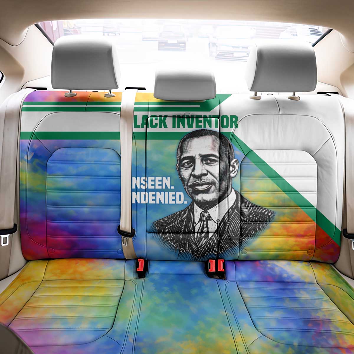 Garrett Morgan Back Car Seat Cover with Real Impact Quote, Black Inventor Portrait and Vibrant Watercolor - Wonder Print Shop