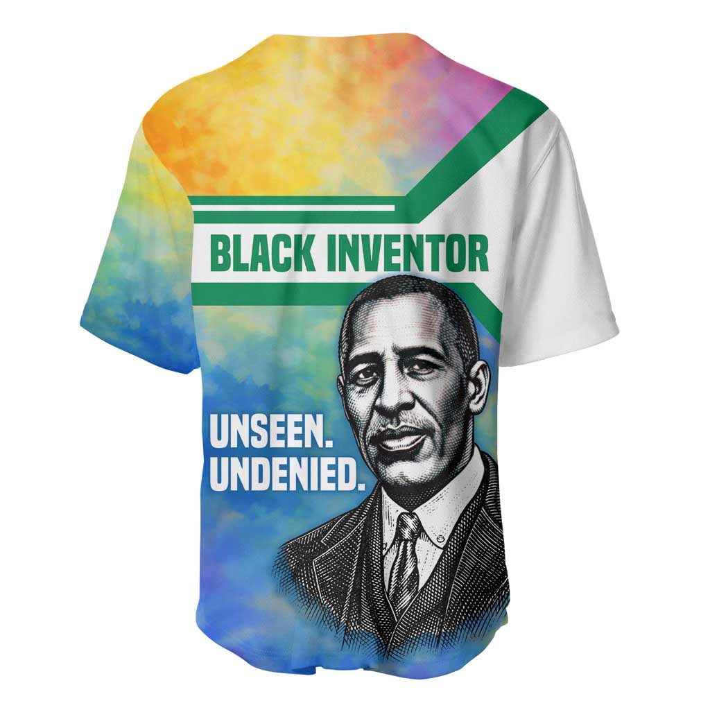 Garrett Morgan Baseball Jersey with Real Impact Quote, Black Inventor Portrait and Vibrant Watercolor - Wonder Print Shop