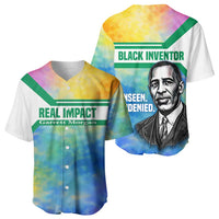 Garrett Morgan Baseball Jersey with Real Impact Quote, Black Inventor Portrait and Vibrant Watercolor - Wonder Print Shop