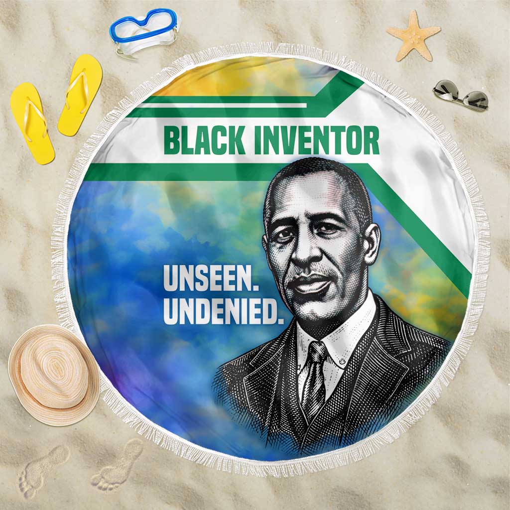 Garrett Morgan Beach Blanket with Real Impact Quote, Black Inventor Portrait and Vibrant Watercolor - Wonder Print Shop