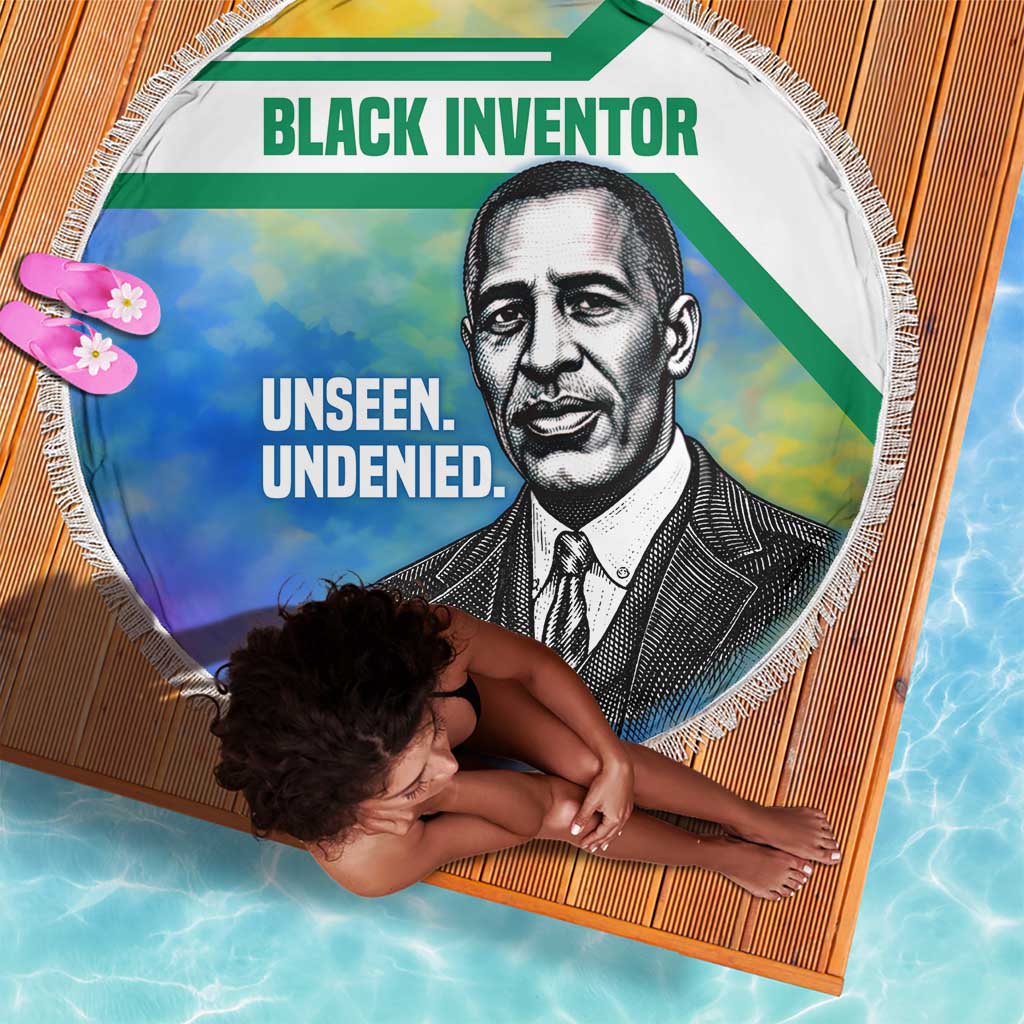 Garrett Morgan Beach Blanket with Real Impact Quote, Black Inventor Portrait and Vibrant Watercolor - Wonder Print Shop