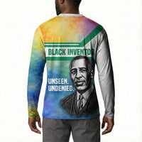Garrett Morgan Button Sweatshirt with Real Impact Quote, Black Inventor Portrait and Vibrant Watercolor