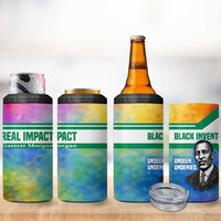 Garrett Morgan 4 in 1 Can Cooler Tumbler with Real Impact Quote, Black Inventor Portrait and Vibrant Watercolor - Wonder Print Shop