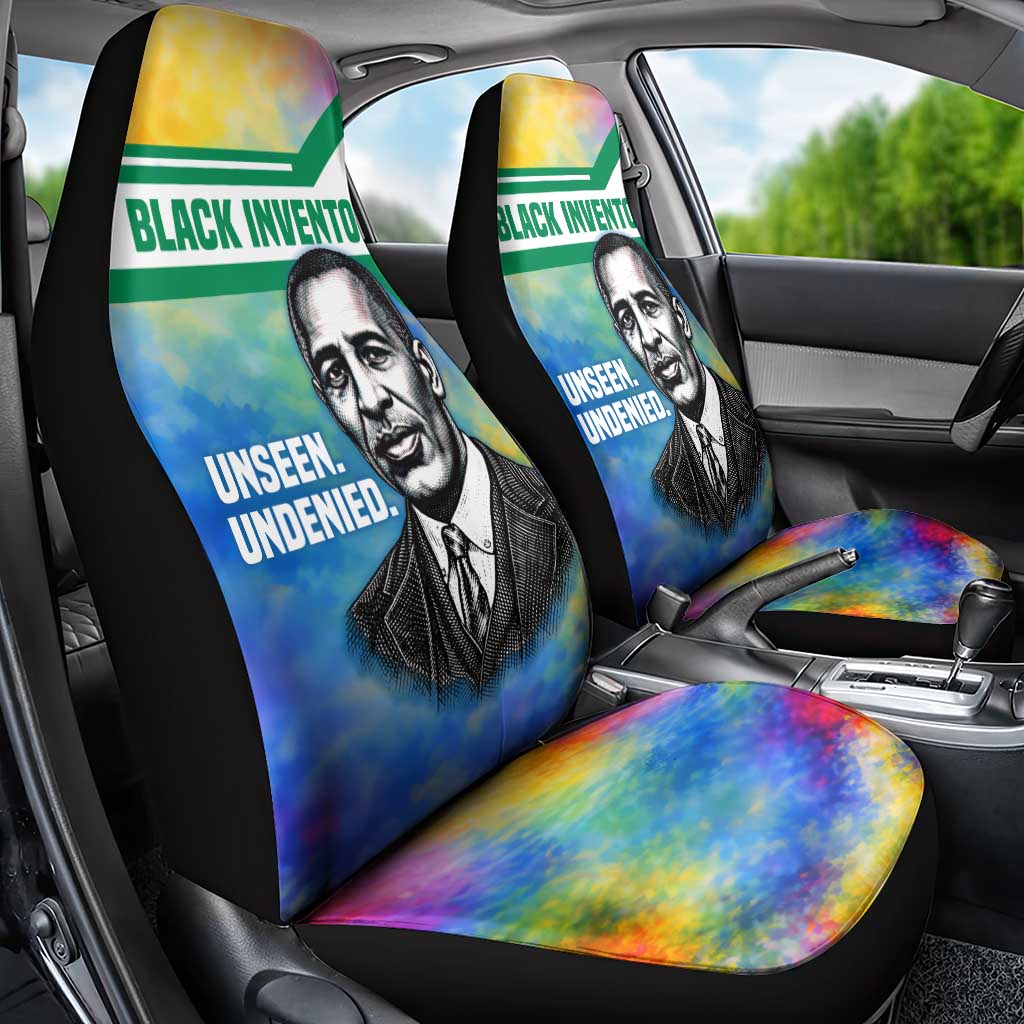 Garrett Morgan Car Seat Cover with Real Impact Quote, Black Inventor Portrait and Vibrant Watercolor - Wonder Print Shop