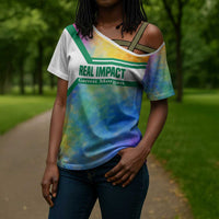 Garrett Morgan Cross Shoulder Shirt with Real Impact Quote, Black Inventor Portrait and Vibrant Watercolor - Wonder Print Shop