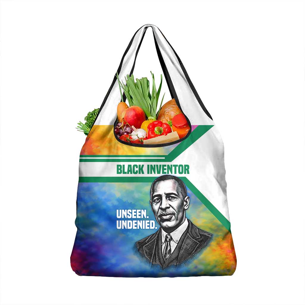 Garrett Morgan Grocery Bag with Real Impact Quote, Black Inventor Portrait and Vibrant Watercolor - Wonder Print Shop
