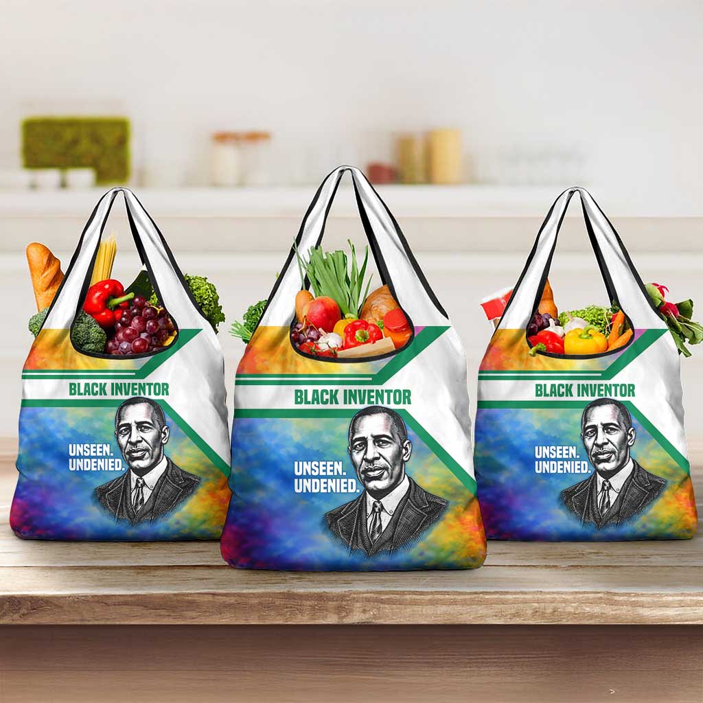 Garrett Morgan Grocery Bag with Real Impact Quote, Black Inventor Portrait and Vibrant Watercolor - Wonder Print Shop