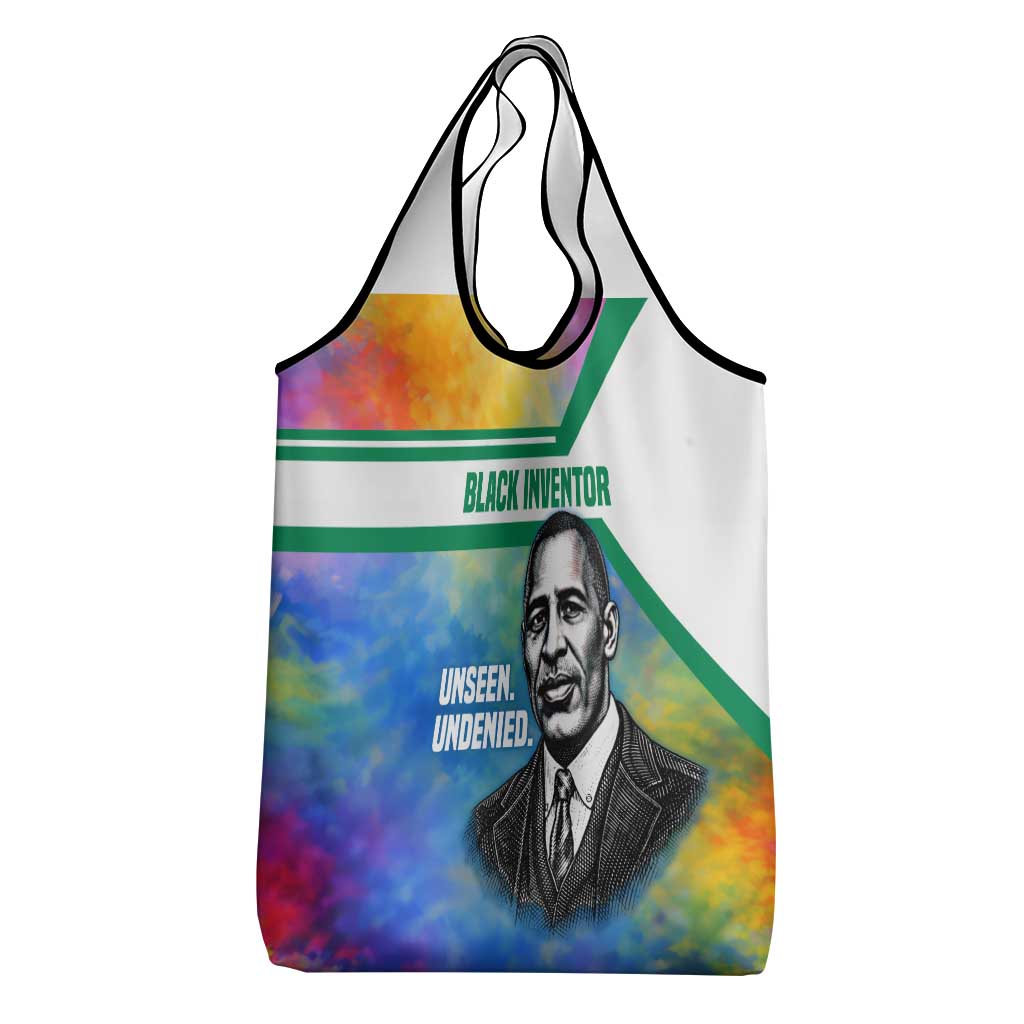 Garrett Morgan Grocery Bag with Real Impact Quote, Black Inventor Portrait and Vibrant Watercolor - Wonder Print Shop