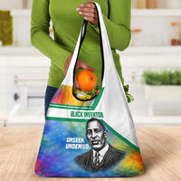 Garrett Morgan Grocery Bag with Real Impact Quote, Black Inventor Portrait and Vibrant Watercolor - Wonder Print Shop