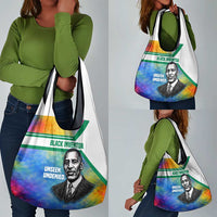 Garrett Morgan Grocery Bag with Real Impact Quote, Black Inventor Portrait and Vibrant Watercolor - Wonder Print Shop