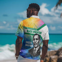 Garrett Morgan Hawaiian Shirt with Real Impact Quote, Black Inventor Portrait and Vibrant Watercolor - Wonder Print Shop