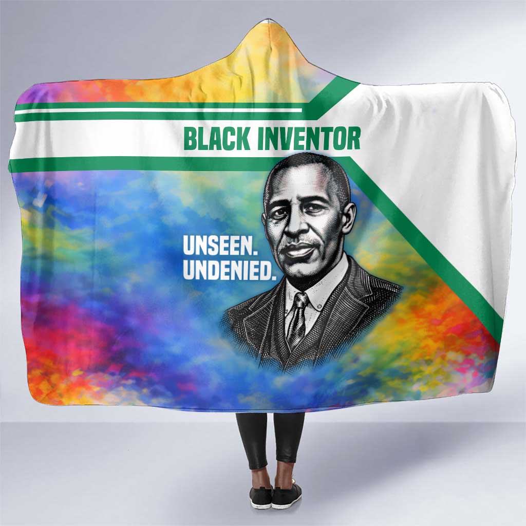 Garrett Morgan Hooded Blanket with Real Impact Quote, Black Inventor Portrait and Vibrant Watercolor - Wonder Print Shop