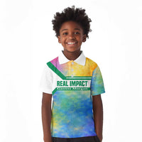 Garrett Morgan Kid Polo Shirt with Real Impact Quote, Black Inventor Portrait and Vibrant Watercolor - Wonder Print Shop