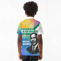 Garrett Morgan Kid Polo Shirt with Real Impact Quote, Black Inventor Portrait and Vibrant Watercolor - Wonder Print Shop