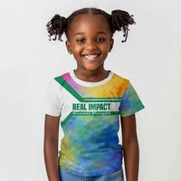 Garrett Morgan Kid T shirt with Real Impact Quote, Black Inventor Portrait and Vibrant Watercolor - Wonder Print Shop