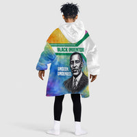 Garrett Morgan Kid Wearable Blanket Hoodie with Real Impact Quote, Black Inventor Portrait and Vibrant Watercolor - Wonder Print Shop