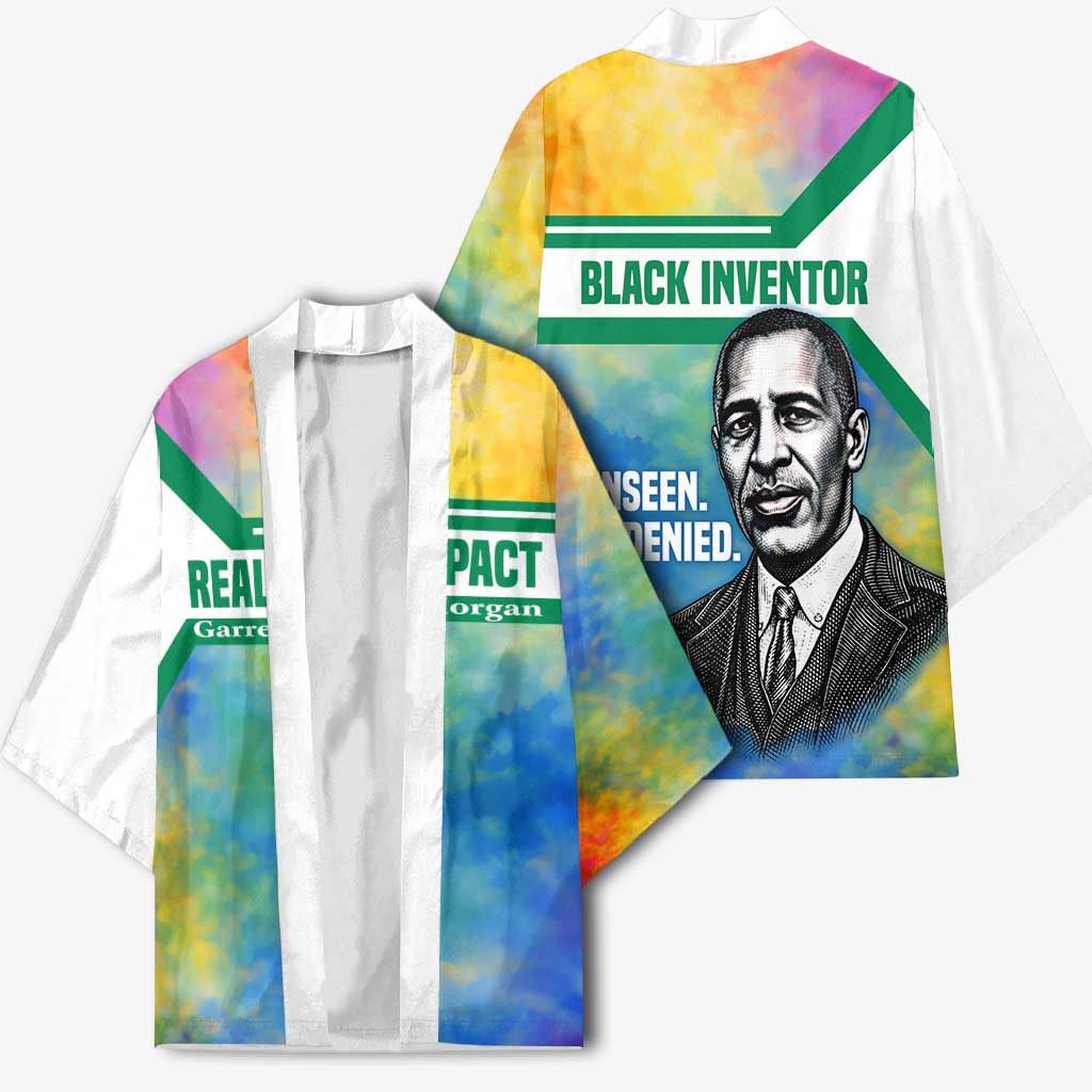 Garrett Morgan Kimono with Real Impact Quote, Black Inventor Portrait and Vibrant Watercolor - Wonder Print Shop