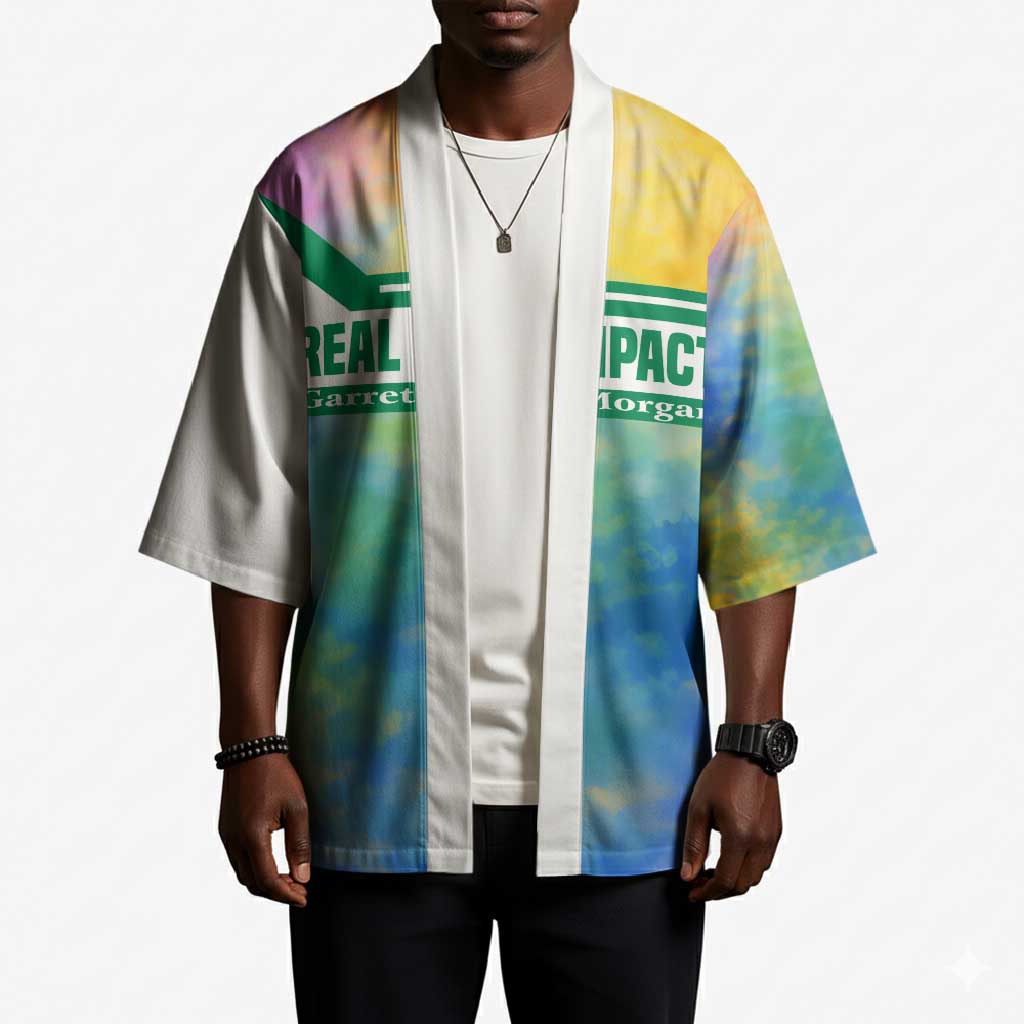 Garrett Morgan Kimono with Real Impact Quote, Black Inventor Portrait and Vibrant Watercolor - Wonder Print Shop