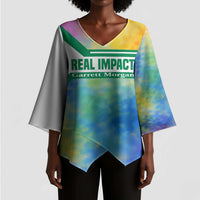 Garrett Morgan Kimono Sleeve Blouse with Real Impact Quote, Black Inventor Portrait and Vibrant Watercolor - Wonder Print Shop