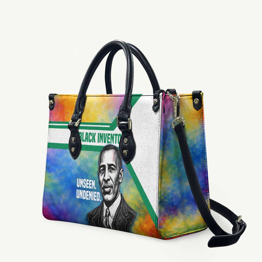 Garrett Morgan Leather Bag with Real Impact Quote, Black Inventor Portrait and Vibrant Watercolor - Wonder Print Shop