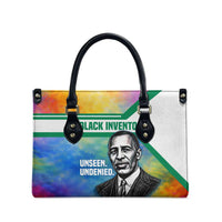 Garrett Morgan Leather Bag with Real Impact Quote, Black Inventor Portrait and Vibrant Watercolor - Wonder Print Shop