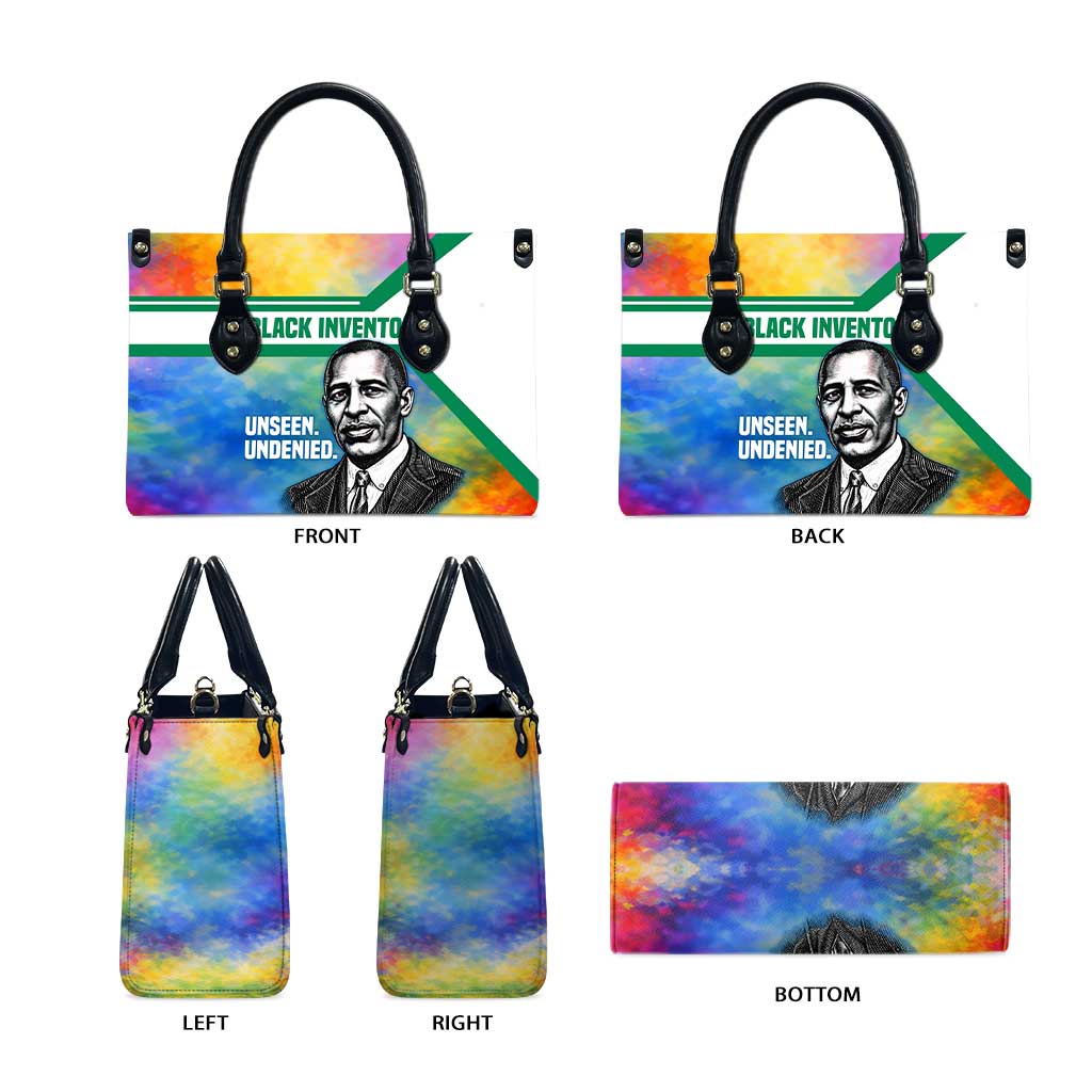 Garrett Morgan Leather Bag with Real Impact Quote, Black Inventor Portrait and Vibrant Watercolor - Wonder Print Shop