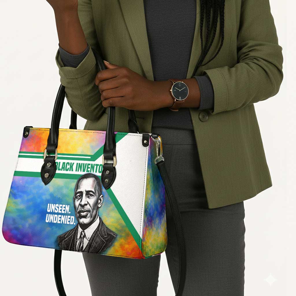 Garrett Morgan Leather Bag with Real Impact Quote, Black Inventor Portrait and Vibrant Watercolor - Wonder Print Shop