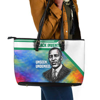 Garrett Morgan Leather Tote Bag with Real Impact Quote, Black Inventor Portrait and Vibrant Watercolor - Wonder Print Shop