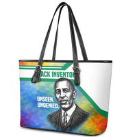 Garrett Morgan Leather Tote Bag with Real Impact Quote, Black Inventor Portrait and Vibrant Watercolor - Wonder Print Shop