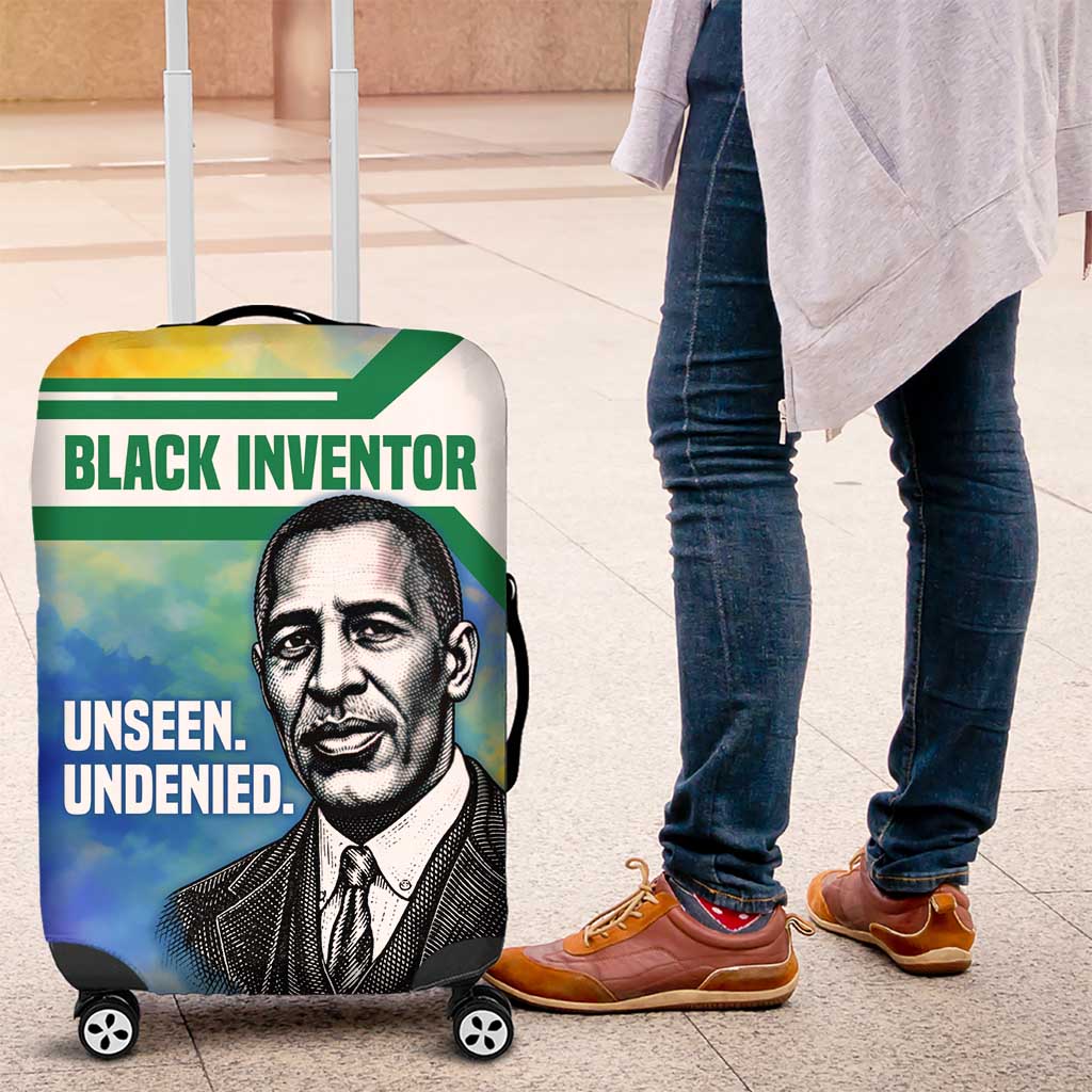 Garrett Morgan Luggage Cover with Real Impact Quote, Black Inventor Portrait and Vibrant Watercolor - Wonder Print Shop