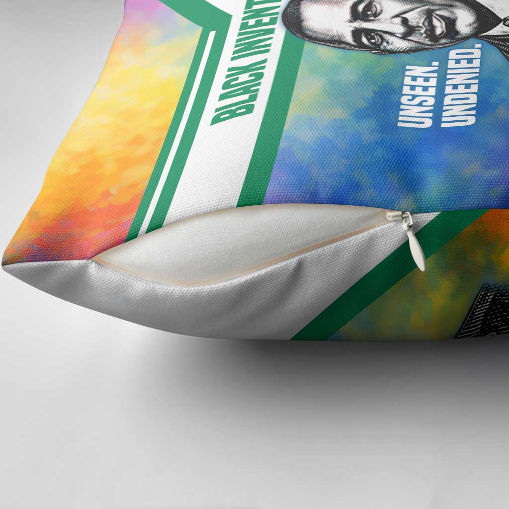 Garrett Morgan Pillow Cover with Real Impact Quote, Black Inventor Portrait and Vibrant Watercolor - Wonder Print Shop