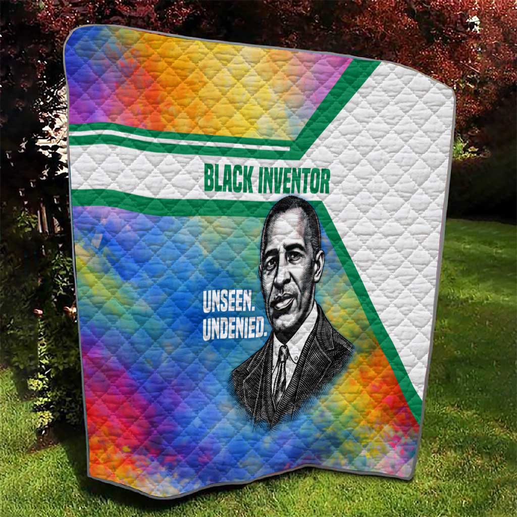 Garrett Morgan Quilt with Real Impact Quote, Black Inventor Portrait and Vibrant Watercolor - Wonder Print Shop