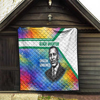 Garrett Morgan Quilt with Real Impact Quote, Black Inventor Portrait and Vibrant Watercolor - Wonder Print Shop