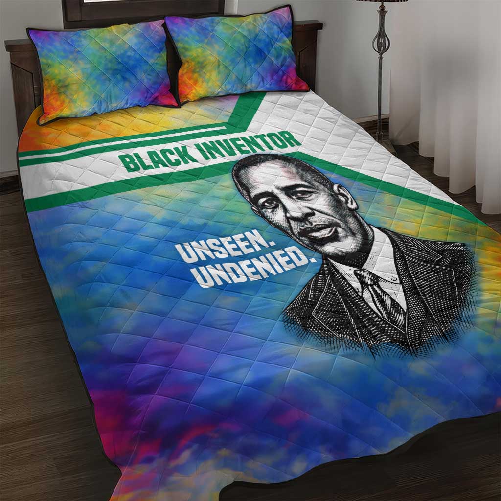 Garrett Morgan Quilt Bed Set with Real Impact Quote, Black Inventor Portrait and Vibrant Watercolor - Wonder Print Shop
