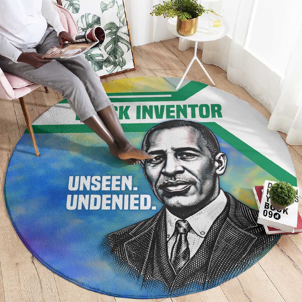 Garrett Morgan Round Carpet with Real Impact Quote, Black Inventor Portrait and Vibrant Watercolor - Wonder Print Shop