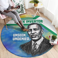 Garrett Morgan Round Carpet with Real Impact Quote, Black Inventor Portrait and Vibrant Watercolor - Wonder Print Shop