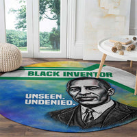 Garrett Morgan Round Carpet with Real Impact Quote, Black Inventor Portrait and Vibrant Watercolor - Wonder Print Shop