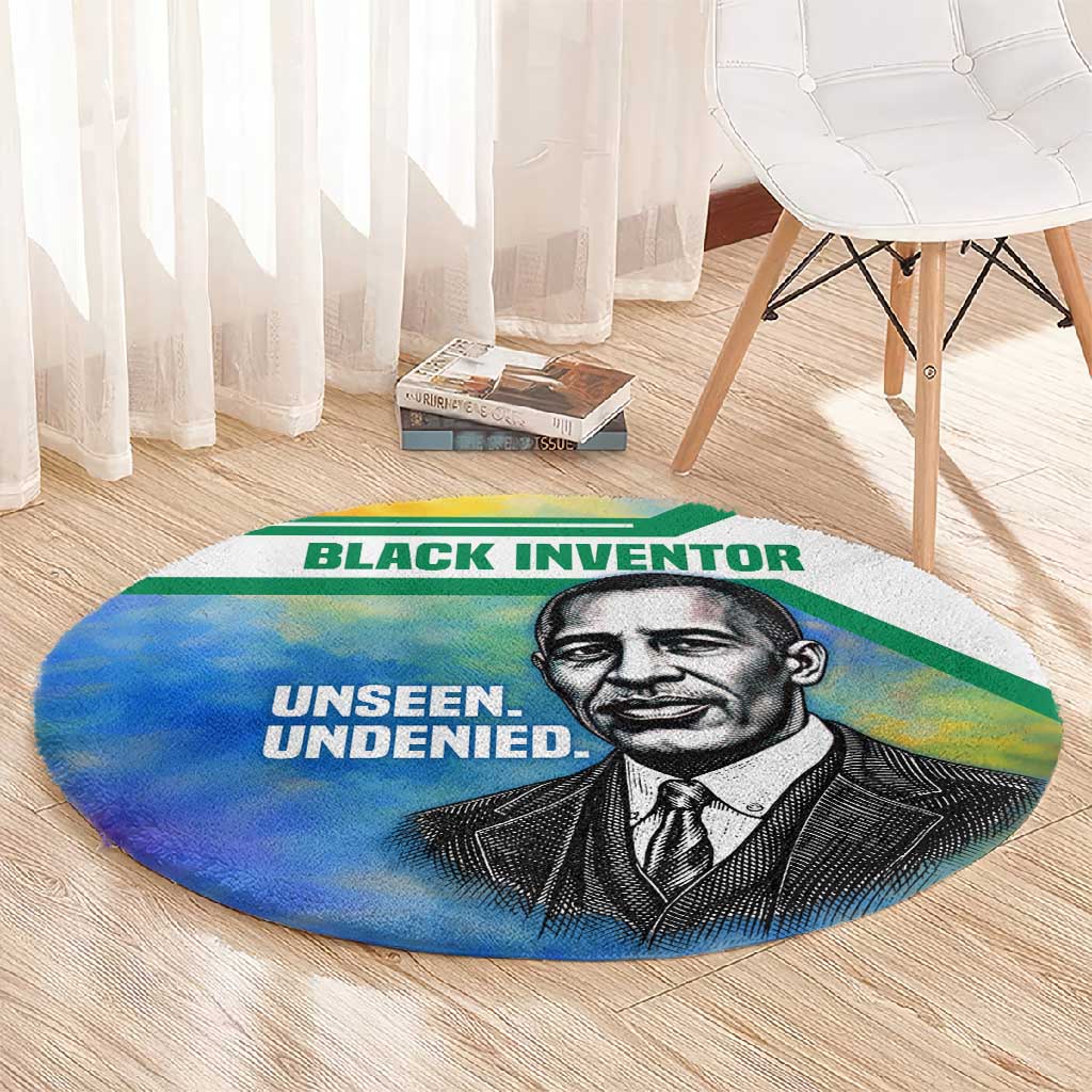 Garrett Morgan Round Carpet with Real Impact Quote, Black Inventor Portrait and Vibrant Watercolor - Wonder Print Shop