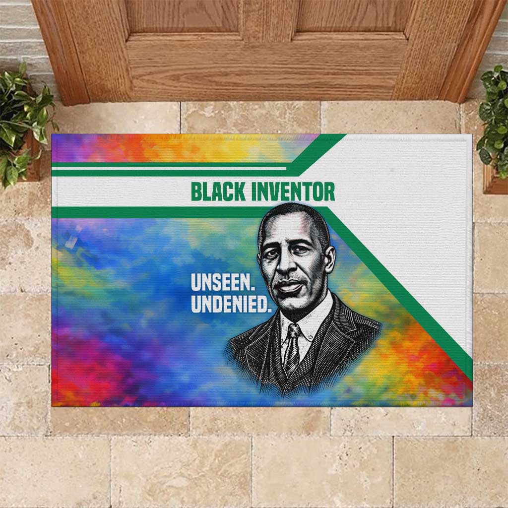 Garrett Morgan Rubber Doormat with Real Impact Quote, Black Inventor Portrait and Vibrant Watercolor - Wonder Print Shop