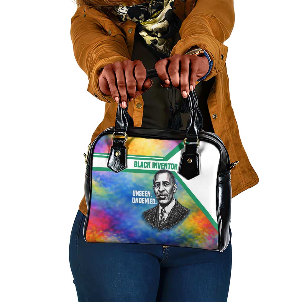 Garrett Morgan Shoulder Handbag with Real Impact Quote, Black Inventor Portrait and Vibrant Watercolor - Wonder Print Shop