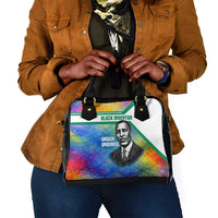 Garrett Morgan Shoulder Handbag with Real Impact Quote, Black Inventor Portrait and Vibrant Watercolor - Wonder Print Shop