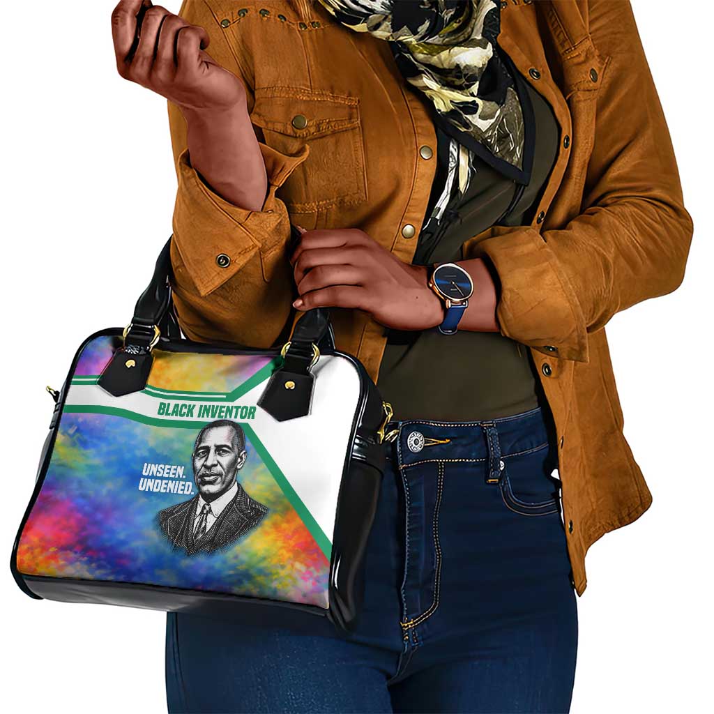 Garrett Morgan Shoulder Handbag with Real Impact Quote, Black Inventor Portrait and Vibrant Watercolor - Wonder Print Shop